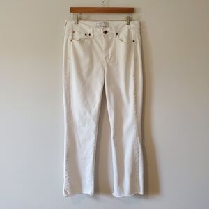 AYR The Bomb Pop Frayed Hem Cropped Jeans - Magnolia White - Size 32L